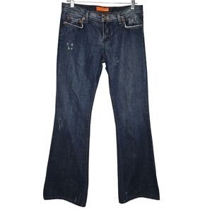 Colins Women's 792 Low Rise Flare Denim Jeans Petro Dark Wash Size 29